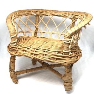 Vintage 1970s Miniature Wicker Rattan Love Seat